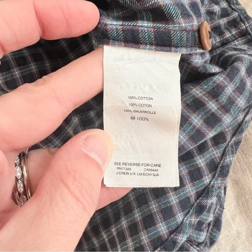 J. Crew Slim Men’s Blue and White Checkered Casual Button Down Shirt Size Large